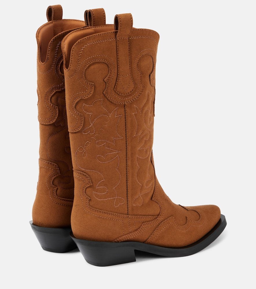 Ganni Embroidered faux leather cowboy boots