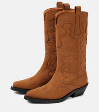 Ganni Embroidered faux leather cowboy boots