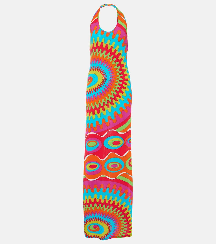 Pucci Bersaglio halterneck jersey maxi dress. Pucci Bersaglio 挂脖平纹针织超长连衣裙
