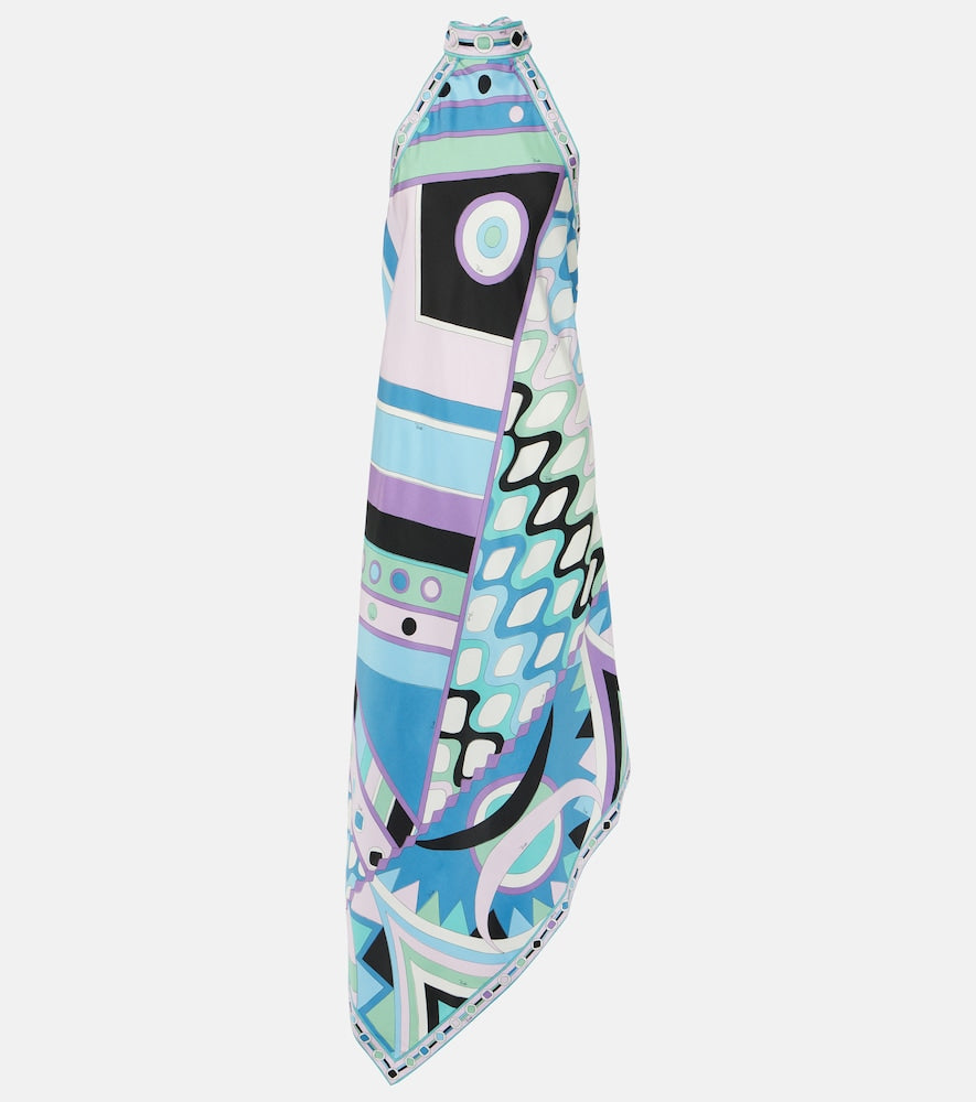 Pucci Vivara halterneck silk midi dress. Pucci Vivara 挂脖真丝中长连衣裙