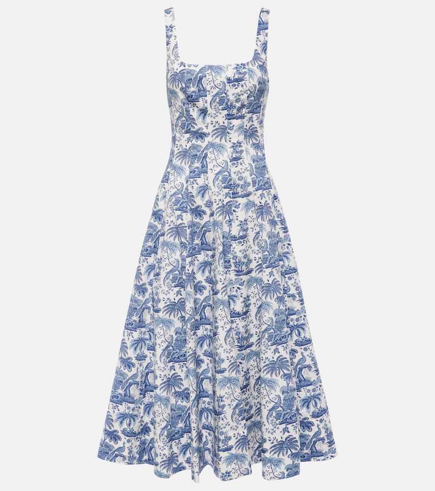 Staud Wells printed cotton poplin midi dress. Staud Wells 印花棉府绸中长连衣裙