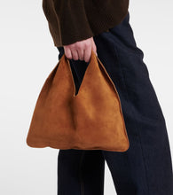 The Row Bindle Small suede tote bag