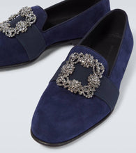 Manolo Blahnik Carlton embellished suede loafers
