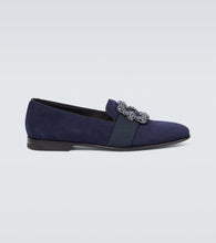 Manolo Blahnik Carlton embellished suede loafers