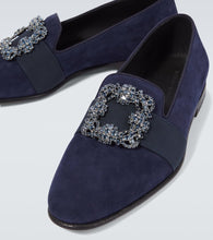 Manolo Blahnik Carlton embellished suede loafers