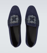 Manolo Blahnik Carlton embellished suede loafers