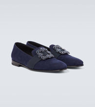 Manolo Blahnik Carlton embellished suede loafers