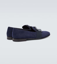 Manolo Blahnik Carlton embellished suede loafers