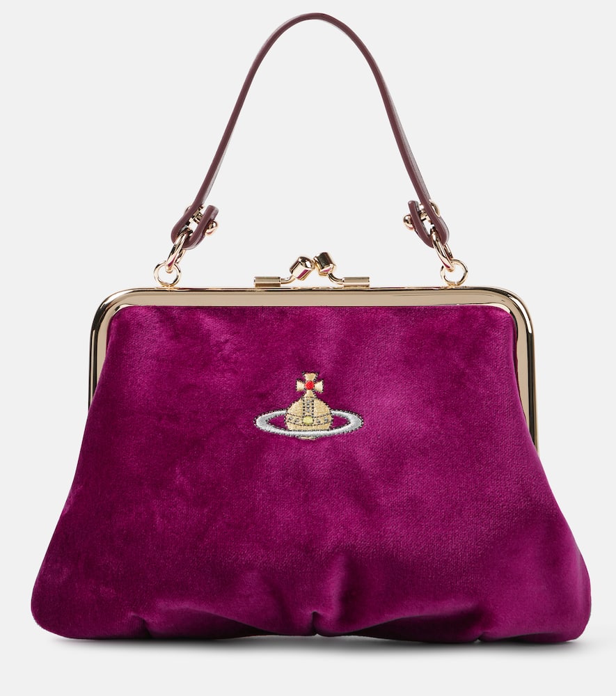 Vivienne Westwood Granny Frame Orb velvet tote bag. Shop Vivienne Westwood Top-Handle Bags for women now.