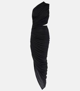 Alaia Cutout ruched jersey midi dress