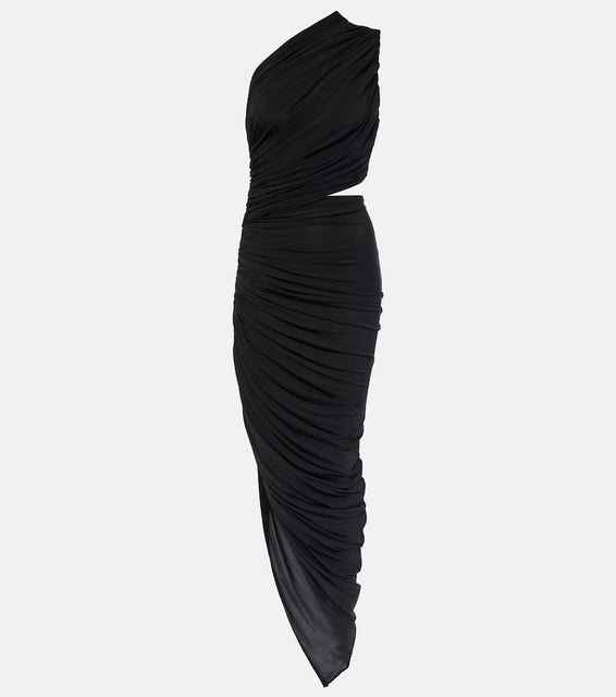 Alaia Cutout ruched jersey midi dress