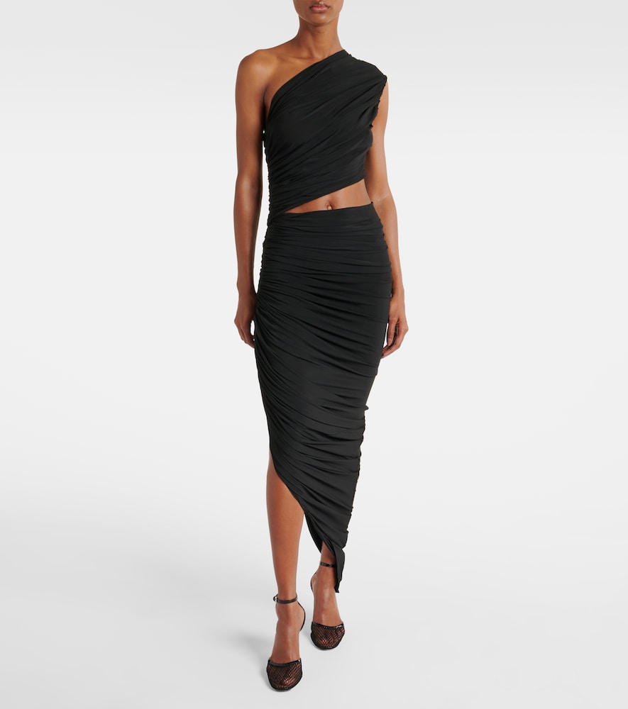 Alaia Cutout ruched jersey midi dress