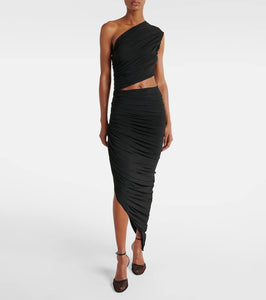 Alaia Cutout ruched jersey midi dress