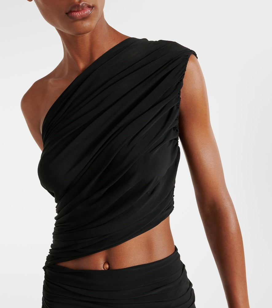 Alaia Cutout ruched jersey midi dress