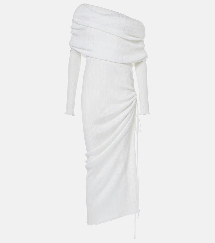 Alaia Off-shoulder ruched maxi dress. Alaia 露肩褶皱长裙