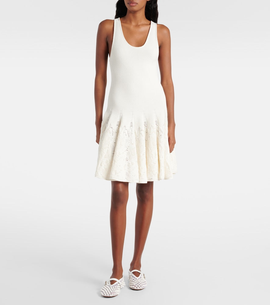 Alaia Skater cotton lace minidress