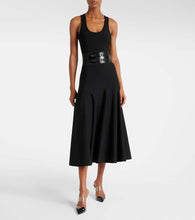 Alaia Leather-trimmed midi dress