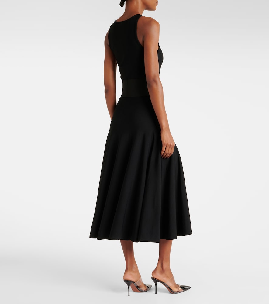 Alaia Leather-trimmed midi dress
