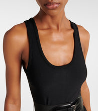 Alaia Leather-trimmed midi dress