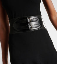 Alaia Leather-trimmed midi dress