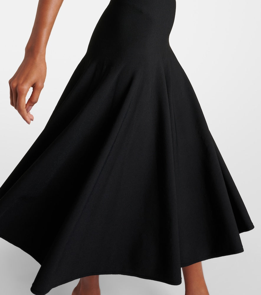 Alaia Leather-trimmed midi dress