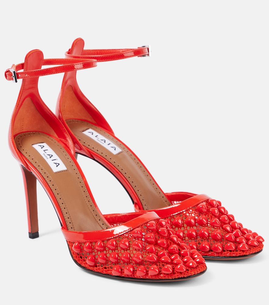 Alaia Studded mesh and leather pumps - Alaia铆钉网眼皮革高跟鞋