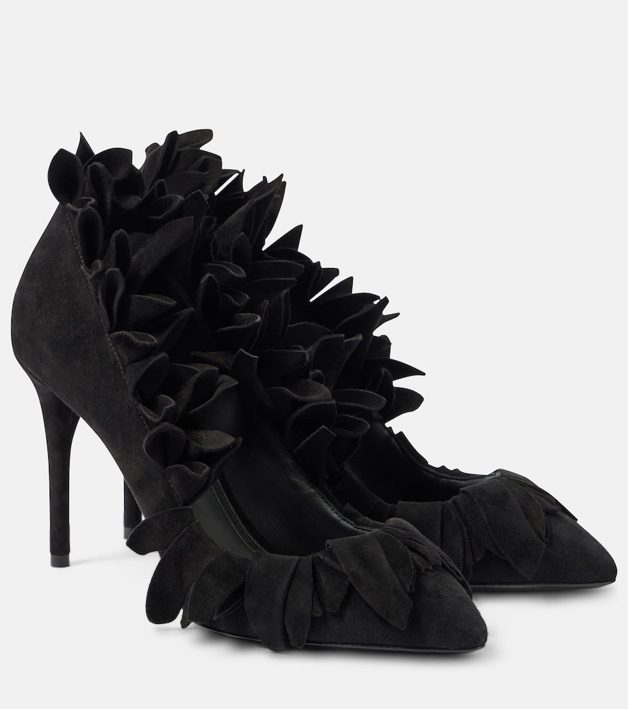 Alaia Petal ruffled suede pumps - Alaia Petal 荷叶边绒面革高跟鞋