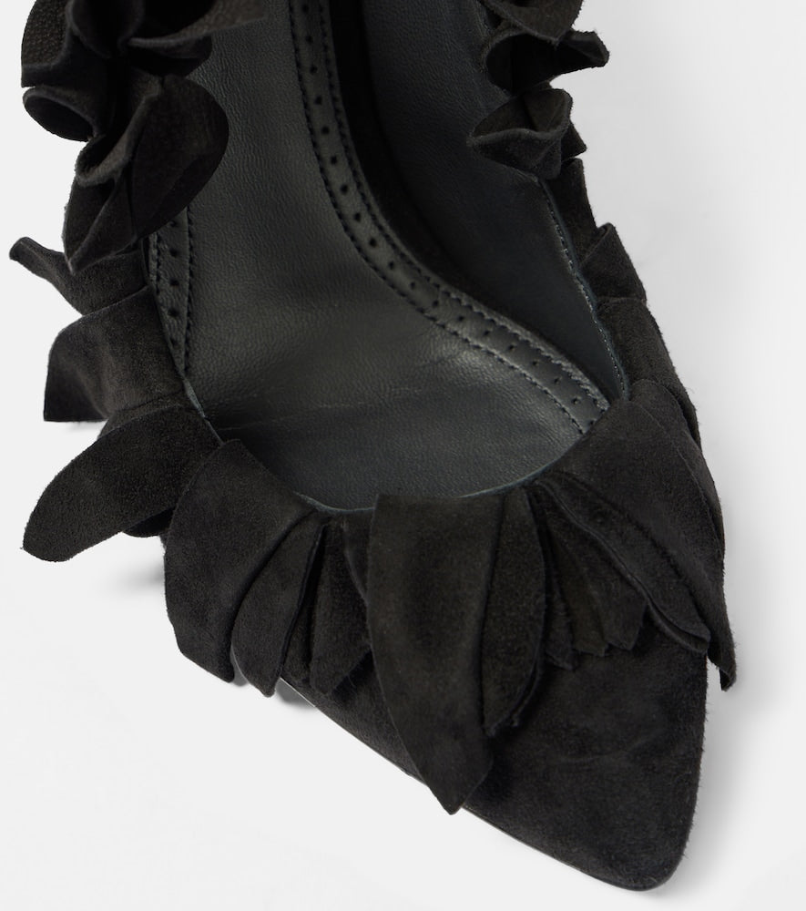 Alaia Petal ruffled suede pumps