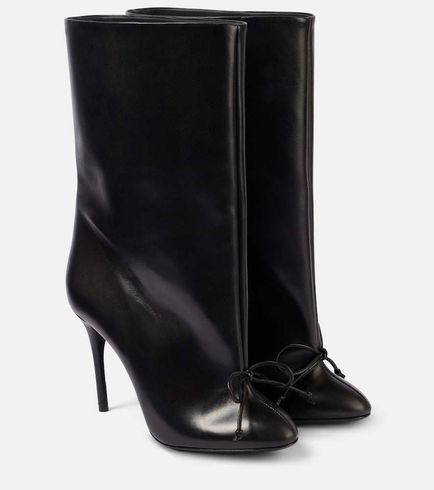 Alaia 90 bow-detail leather ankle boots - Alaia 90 蝴蝶结装饰皮革踝靴