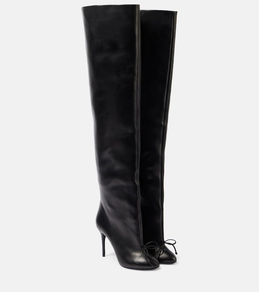 Alaia Bow-detail leather over-the-knee boots - Alaia蝴蝶结装饰过膝皮靴