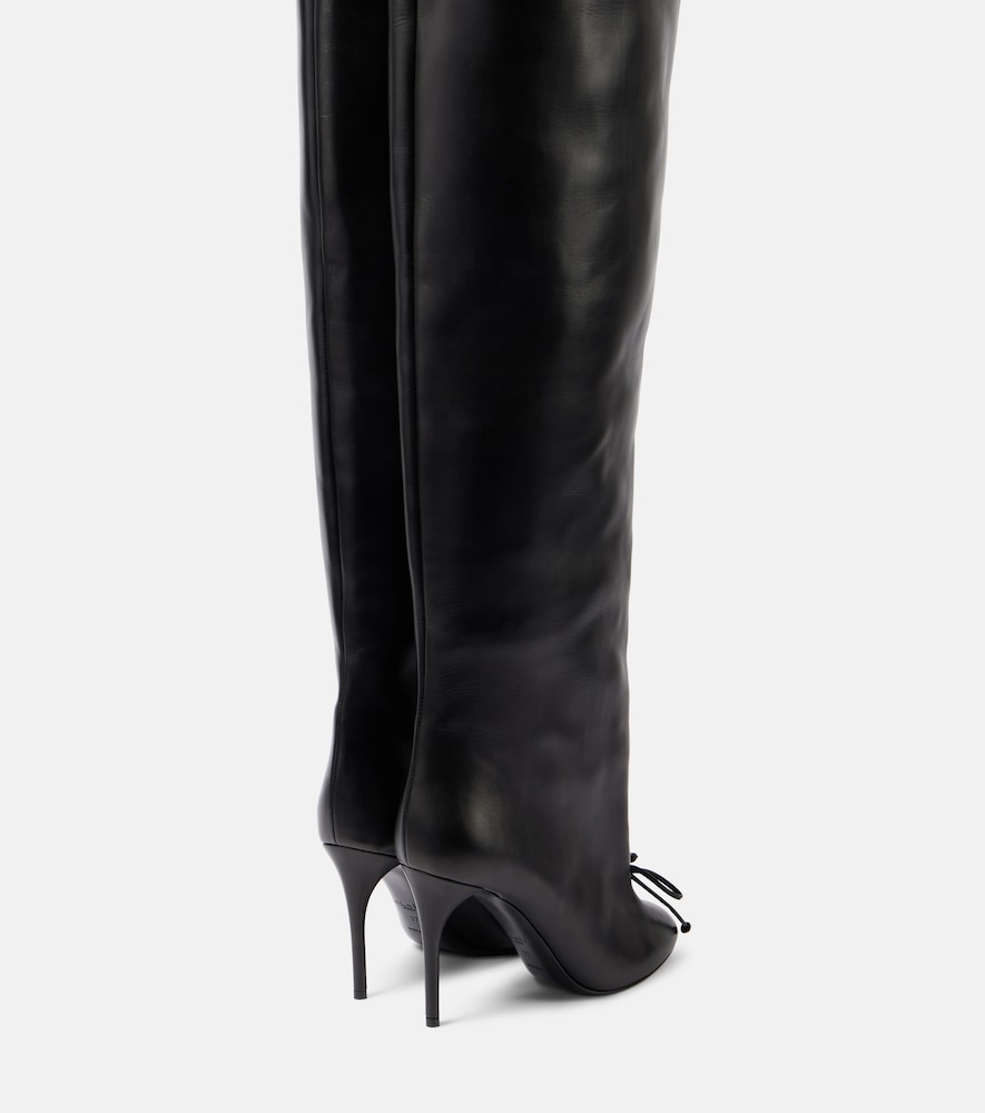 Alaia Bow-detail leather over-the-knee boots