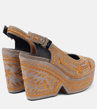 Clergerie Dylya 110 embroidered suede wedge sandals