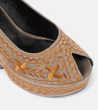 Clergerie Dylya 110 embroidered suede wedge sandals
