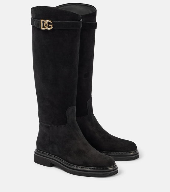 Dolce&Gabbana Logo suede knee-high boots