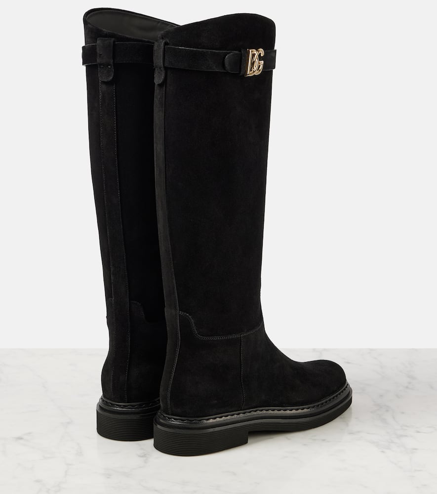 Dolce&Gabbana Logo suede knee-high boots