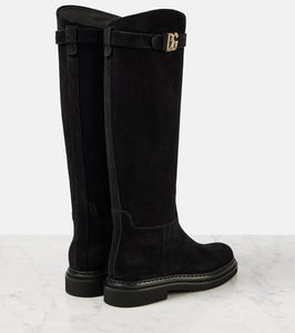 Dolce&Gabbana Logo suede knee-high boots