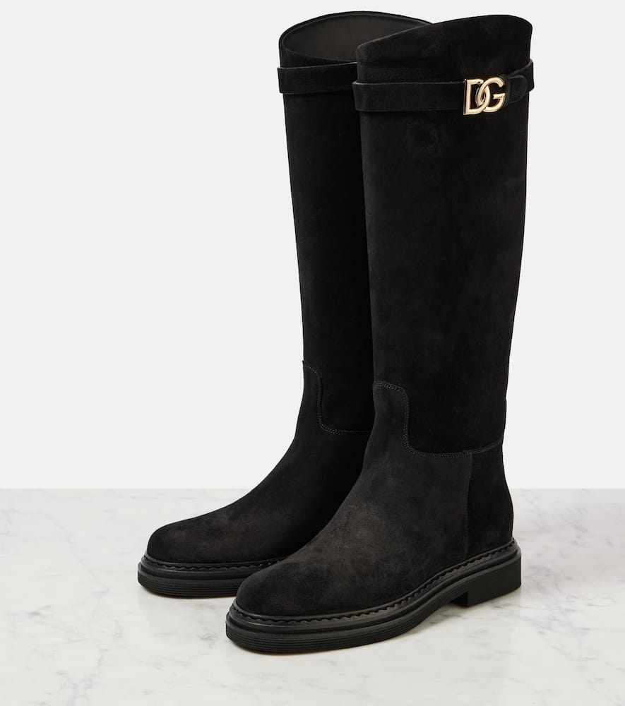 Dolce&Gabbana Logo suede knee-high boots