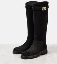 Dolce&Gabbana Logo suede knee-high boots