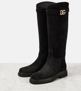 Dolce&Gabbana Logo suede knee-high boots