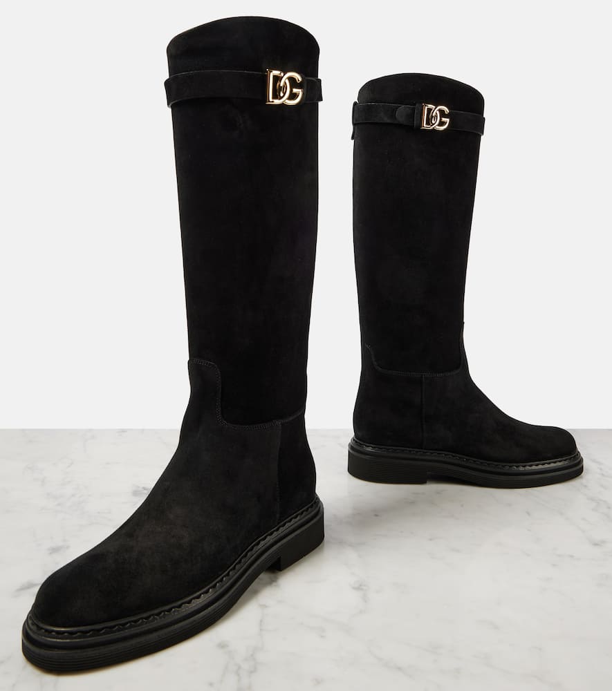 Dolce&Gabbana Logo suede knee-high boots