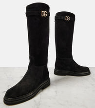 Dolce&Gabbana Logo suede knee-high boots