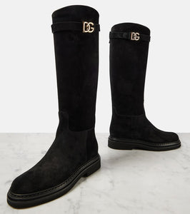 Dolce&Gabbana Logo suede knee-high boots