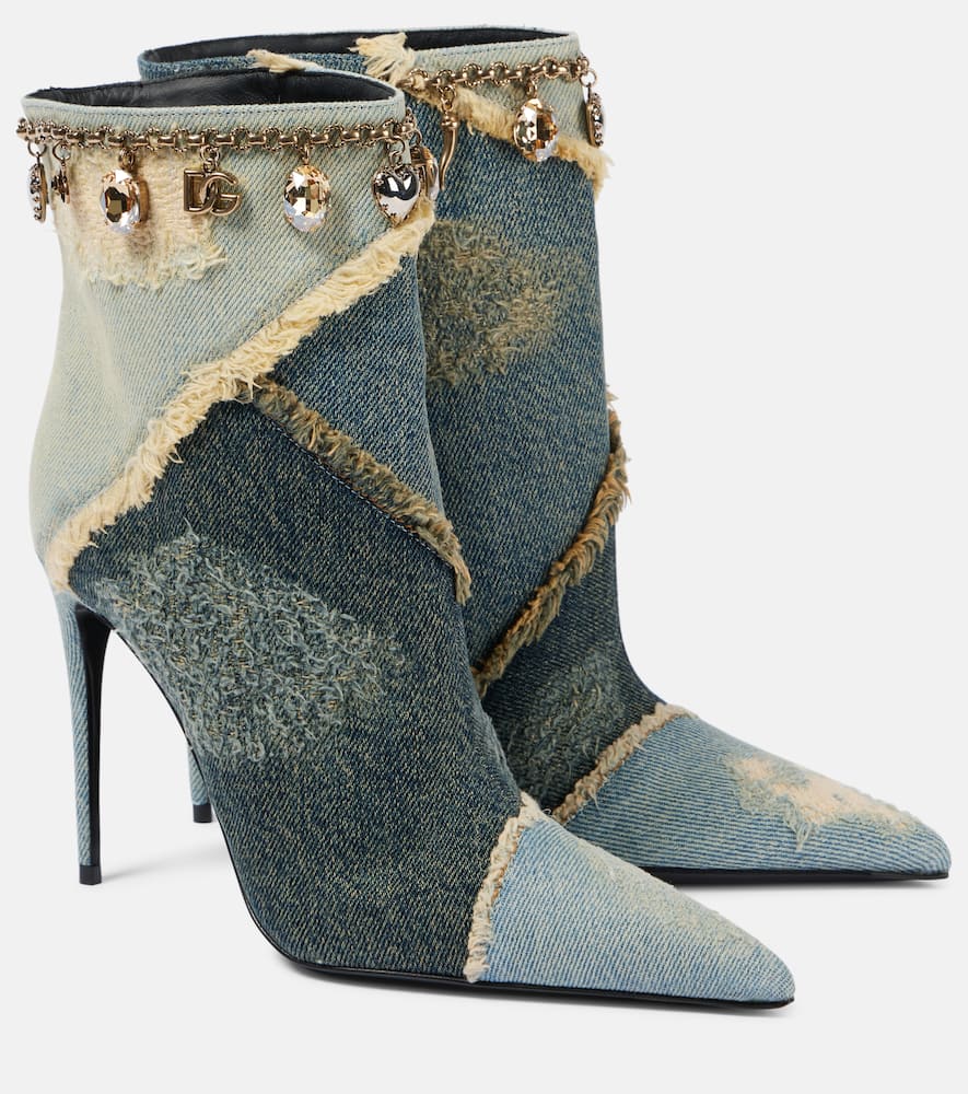 Dolce&Gabbana Embellished denim ankle boots