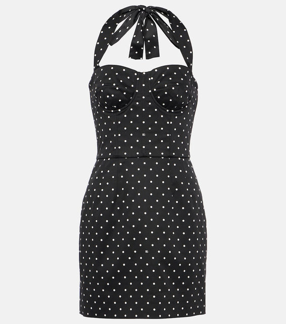 Dolce&Gabbana Polka-dot cotton-blend drill corset dress