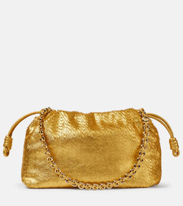 Loewe Flamenco fringed metallic leather clutch. Shop Loewe Clutches for women now.