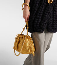 Loewe Flamenco fringed metallic leather clutch