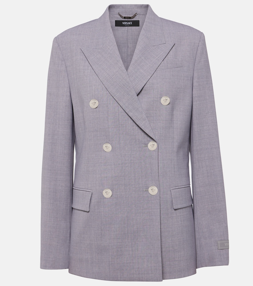 Versace M√É¬©lange wool-blend blazer - Versace M√É¬©lange 羊毛混纺西装外套