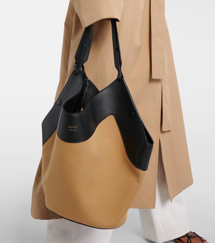 Khaite Lotus Medium canvas and leather tote bag