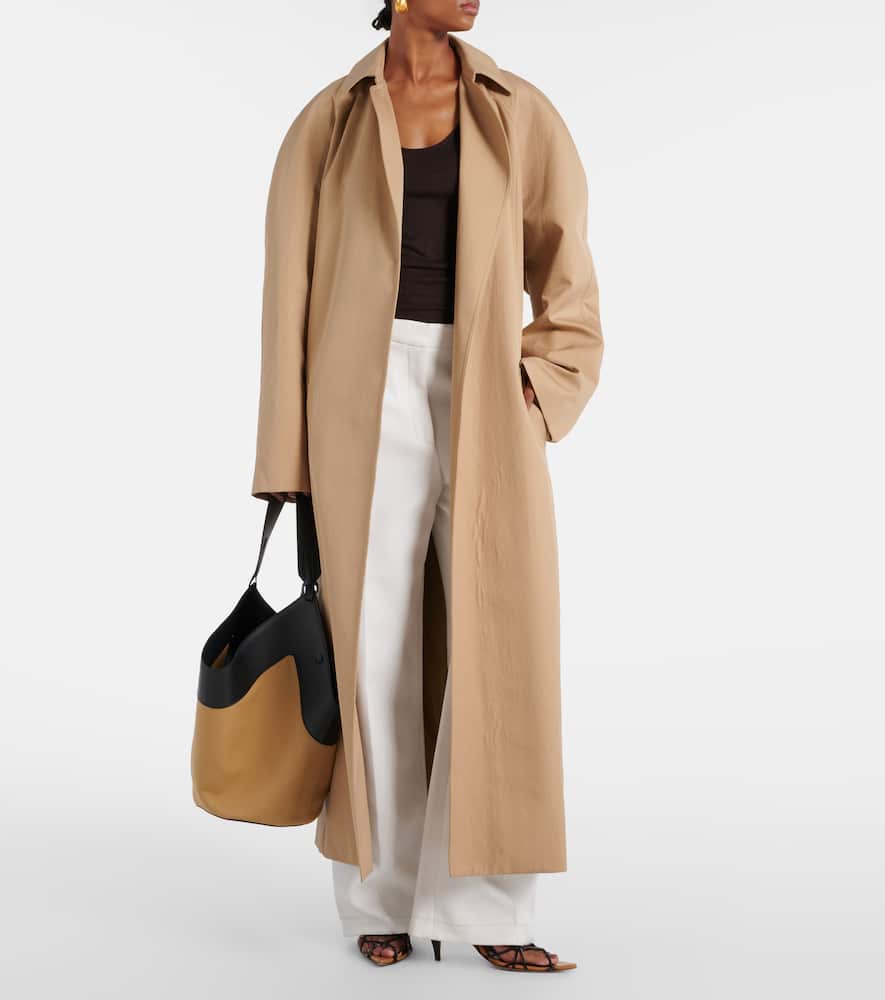 Khaite Lotus Medium canvas and leather tote bag