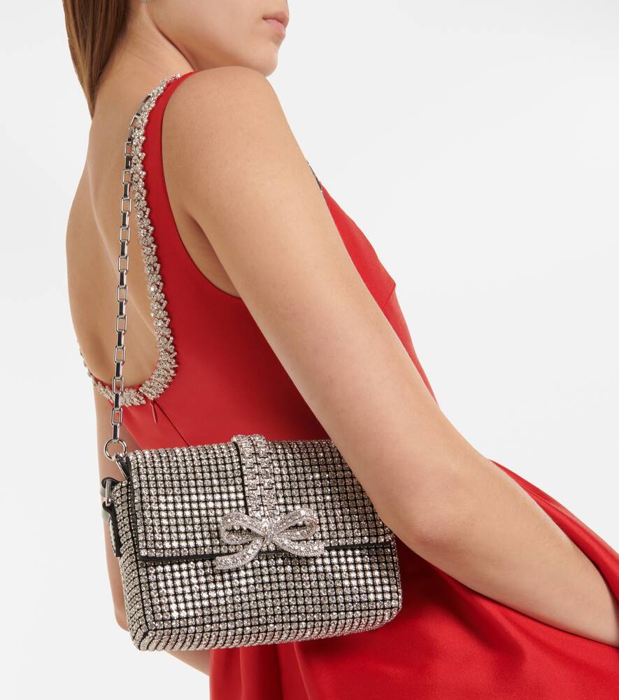 Self-Portrait Embellished leather-trimmed tote bag